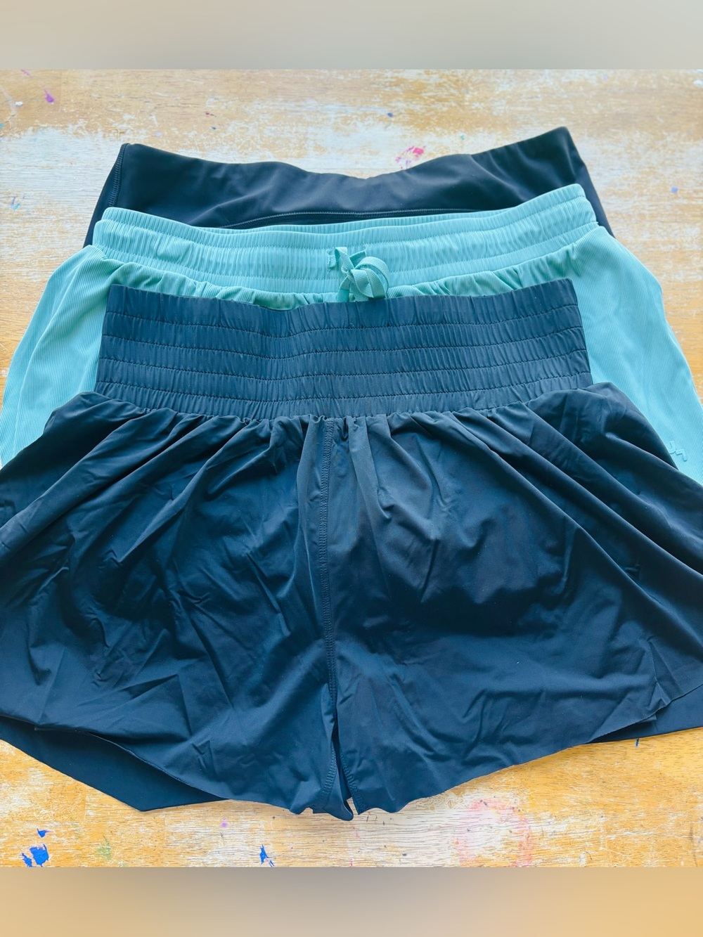 Old Navy Athletic Shorts/Skirt, Joy Lab flutter shorts, and black flutter shorts
